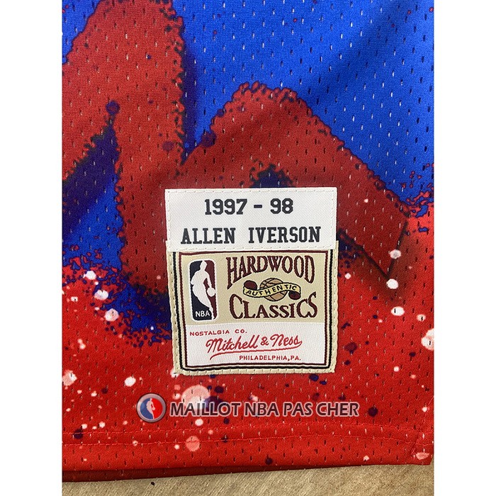 Maillot Philadelphia 76ers Allen Iverson NO 3 Mitchel & Ness 1997-98 Rouge